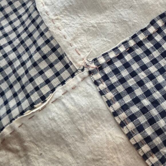 Vintage Homespun Quilting fabric remnants quilt block blue & white textile - Picture 11 of 12